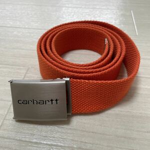 Carhartt カーハート ロゴ刻印バックル ガチャベルト オレンジ サイズフリー