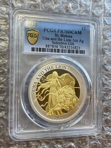 [ world .4 sheets ]PCGS70 judgment Gilt*GOLD PLATE version una. lion 2021 cent he Rena 1 ounce silver coin gilding silver proof coin issue 750 sheets 