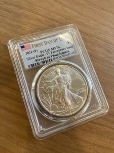 【MS70+FDI】2021-P 米国 フィラデルフィア造幣局 イーグル銀貨 1ドル シルバーコイン アメリカ合衆国 ウォーキングリバティ PCGS 即日鑑定