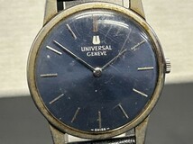 稼動品　UNIVERSAL GENEVE　ユニバーサルジュネーブ　ネイビー系文字盤　3103 048　842 101　手巻き　ボーイズ腕時計　ブランド腕時計_画像2