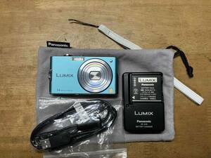 極美品★1410万画素★Panasonic LUMIX パナソニック ルミックス DMC-FX66　フローラル ブルー バッテリー 充電器 収納袋　ストラップ