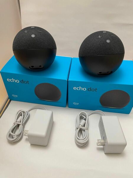 【美品】amazon (アマゾン) Echo Dot (エコードット) 第4世代 - チャコール 2台セット ステレオ