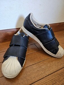 adidas アディダス SS 80s VELCRO W ローカットレザースニーカー ベルクロ スーパースター ブラック size 26.5cm