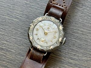 希少 ★ 精工舎 セイコー SEIKO 1940年代 〜 新8型 アプライド サンプラチナ(SPM)製 彫金ケース スモセコ 手巻 動作品 SEIKOSHA 