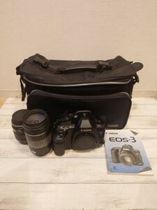 sr1234 187 動作未確認 Canon EOS 3 レンズ 付き フィルムカメラ キャノン 一眼レフ カメラ 撮影機材 バッグ付き 撮影 現状品 中古