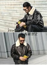 革フライトジャケット レザージャケット 羊革 革ジャン ミリタリー バイクジャケット 男 ムートン ライダースジャケット_画像3