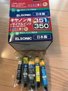 ELSONIC・エルソニック／＜Canon・キャノン用リサイクルインク(BCI-351＋350/6MP)純正カートリッジ再生品・5色のみ＞『未使用品』