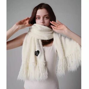  mohair fringe muffler ivory epine エピヌ