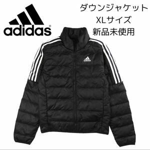 XL（O）新品 adidas ダウンジャケット ダウン 80% 中綿 20 ESS Down Jacket スリーストライプス アウター 細身 黒 ブラック LL GH4589