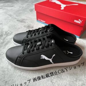 27.5cm 新品 PUMA プーマ ミュール スリッポン 黒 ブラック 白 スマッシュ キャット SL スニーカー シューズ サンダル メンズ 394188-02