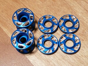 アルミベアリングローラー 13mm 13-12 2段 ブルー 青アルマイト マシニング CNC加工 15437 15398 タミヤ正規品加工 ミニ四駆 軽量化