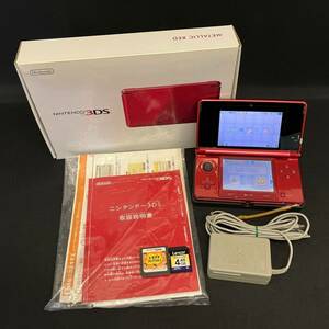 BAd050R 60 箱付き Nintendo 3DS CTR-001 本体 メタリック レッド ソフト トモダチコレクション 充電器 ACアダプタ SDカード4GB 説明書