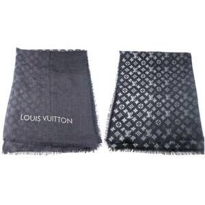 BAm114C 60 ① Louis Vuitton ルイヴィトン エトール モノグラム ブラック グラデーション ストール シルク カシミヤ ウール