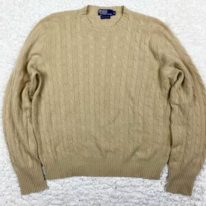 『素材の宝石！』ビックサイズ！Polo Ralph Lauren ポロラルフローレン カシミヤ100% クルーネックニット セーター ベージュ XL RRL