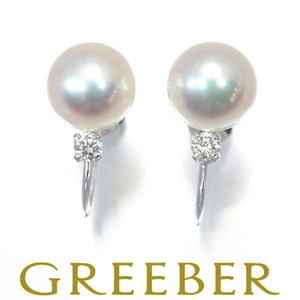  Mikimoto earrings pearl pearl 7.7mm diamond K18WG BLJ