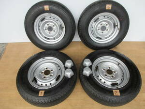 超希少品新車外し！ハイラックス トラック 純正ホイール 14x5,5Jx5Hx114,3/ BSタイヤ185R14-8P/ センターCP 4本フルセット 未再生 美品！