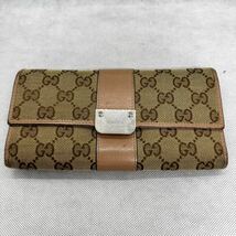 GUCCI グッチ GGキャンバス 二つ折り長財布 ベージュ×ピンク 233028・0416 金具不良_画像1