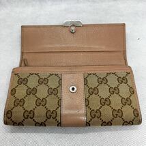 GUCCI グッチ GGキャンバス 二つ折り長財布 ベージュ×ピンク 233028・0416 金具不良_画像3