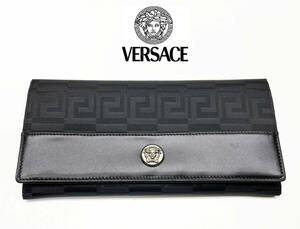 【VERSACE】 ジャンニ ヴェルサーチェ 二つ折り長財布 レザー/キャンバスのコンビモデル ★未使用品