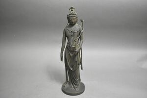 【英】1462 高村光雲 ブロンズ観音立像 日本美術 銅製 銅器 仏像 置物 骨董品 美術品 古美術
