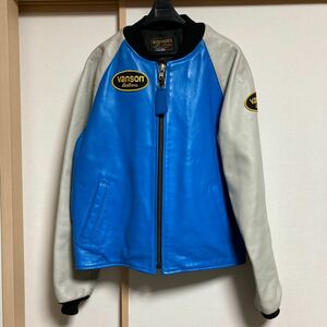 [ beautiful goods ]VANSON Vanson Single Rider's leather jacket blue / white size 38 leather jacket 