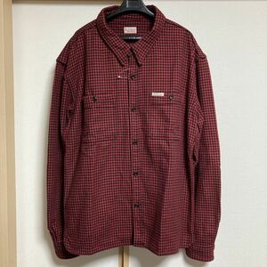 【美品】THE FLAT HEAD フラットヘッド ネルシャツ 千鳥格子柄 レッド サイズ48 ビッグサイズ 希少サイズ 廃盤品 日本製