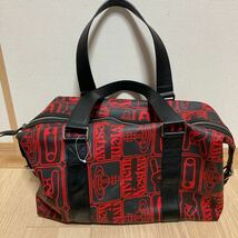 【美品】Vivienne Westwood ヴィヴィアンウエストウッド ボストンバッグ オーブ 総柄 PVC レザー レッド_画像2