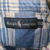 110 POLO Ralph Lauren パッチワーク風 シャツ ブルー 半袖 リユース ultraｍto sh0411_画像3