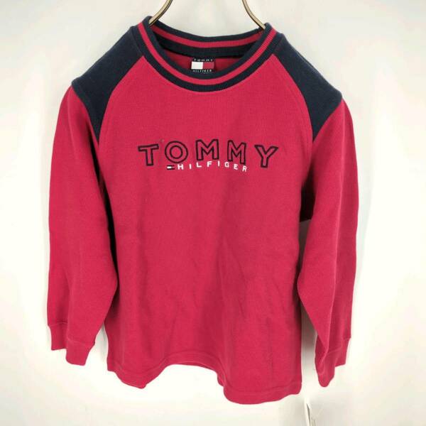 ４/4T TOMMY HILFGER Tシャツ 長袖 レッド キッズ タグ付き リユース ultraｍto ts1720
