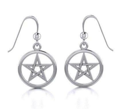 PS: Silver Pentagram Pentacle Earrings