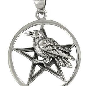 MM: Silver Raven Pentacle Pendant