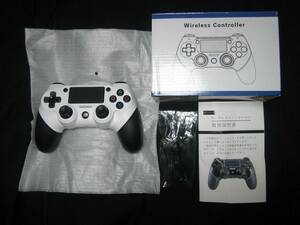 新品未使用 PlayStation4 DUALSHOCK 4 互換PS4ワイヤレスコントローラー B09TH33DJK QZT-P4-02 ホワイトブラックツートンUSB接続ケーブル付