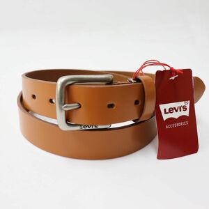 新品タグ付き ライトブラウン リーバイス LEVIS ロゴ入り カジュアル シンプル カット可能 牛革 レザー ベルト
