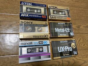 TDK AR-X60 SA-X60 SONY UX-PRO54 Metal-ES90 ①タイプ Metal-ES90 ②タイプ　maxell MX 90 計６本新品、未開封になります。