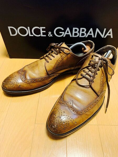 【DOLCE&GABBANA】 ドレスシューズ ウイングチップ 革靴 本革 ITALY製 ビジネスシューズ ブラウン　サイズ7