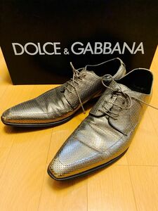 【DOLCE&GABBANA】 ドレスシューズ ゴールド　外羽根　 革靴 ビジネスシューズ　サイズ7 1/2