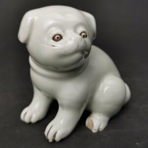  delivery!![ old flat door white porcelain dog ] flat door .. dog doll ornament old Edo old . antique old tool old clay old fine art era thing old Imari antique 