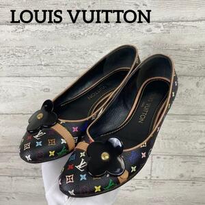 LOUIS VUITTON ルイヴィトン　モノグラム　パンプス　花　ブラック　レディース　22cm マルチカラー　フラワーモチーフ　