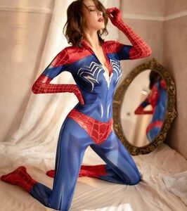 【Lサイズ】超セクシー スパイダーマン コスプレ 悩殺アニメキャラクター【オープンクロッチ仕様】全身タイツ ボディストッキング 