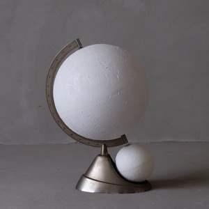 02806 二球儀のオブジェ / 地球儀 天球儀 月球儀 置物 昭和レトロ 古道具