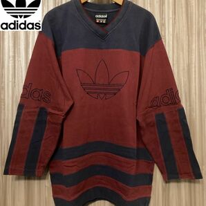 希少adidas 80s 90s ！ビックサイズ！トレフォイルロゴ！！スウェット　トレーナー　ゲームシャツ