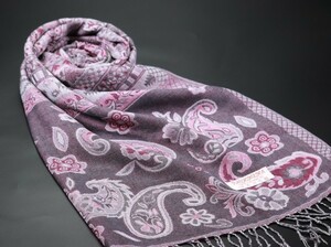 WINTER PASHMINAS◆KV-3440 極上 カシミア 厚手【パープル系/paisley】大判 ストール/マフラー Scarf/ Stall