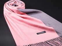 WINTER PASHMINAS◆KW-R408 極上 カシミア【ピンク/グレー/無地 リバーシブル】大判 ストール/マフラー Scarf/ Stall_画像1