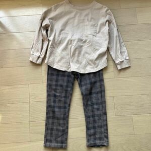 110cm 男の子 長袖Tシャツ 裏起毛パンツ ロンＴ カットソー ズボン