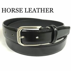 新品 HORSE LEATHER 馬革 メンズ レザー ベルト丸P ビジネス 黒