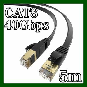 LANケーブル CAT8 40Gbps/2000MHz伝送帯域 イーサネットケーブル 5M ブラック 映像