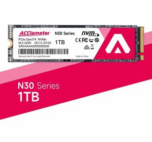 Acclamator SSD 1TB 内蔵 M.2 2280 PCIe3.0×4 NVMe1.3 最大3300MB/秒 3D TLC NAND採用 N30 servise