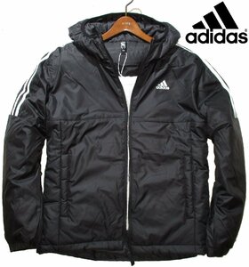 新品 冬物 XO BIGサイズ 2XL ▼ アディダス adidas ▼ フード付き ダウン調 中綿入り ブルゾン ジャケット 黒 ブラック メンズ 3L