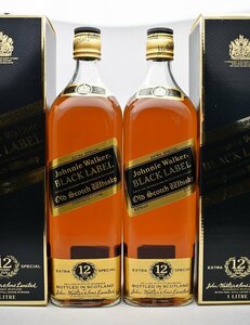 竜酒2481◆未開栓 Johnnie Walker ジョニーウォーカー BLACK LABEL ブラックラベル 12年 2本 1000ml 1L スコッチ ウイスキー