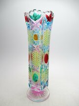 C234◆KAMEI GLASS カメイガラス ガラス 花瓶 花器 花入 高さ 約24cm 置物 インテリア 検：切子_画像2